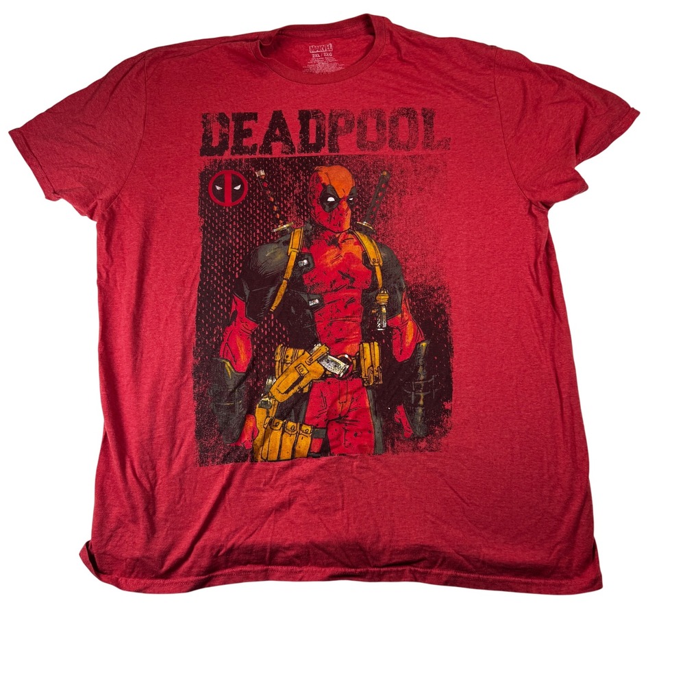 Marvel Deadpool Graphic T Shirt Red Mens 2XL Double‎ Extra Large Tee